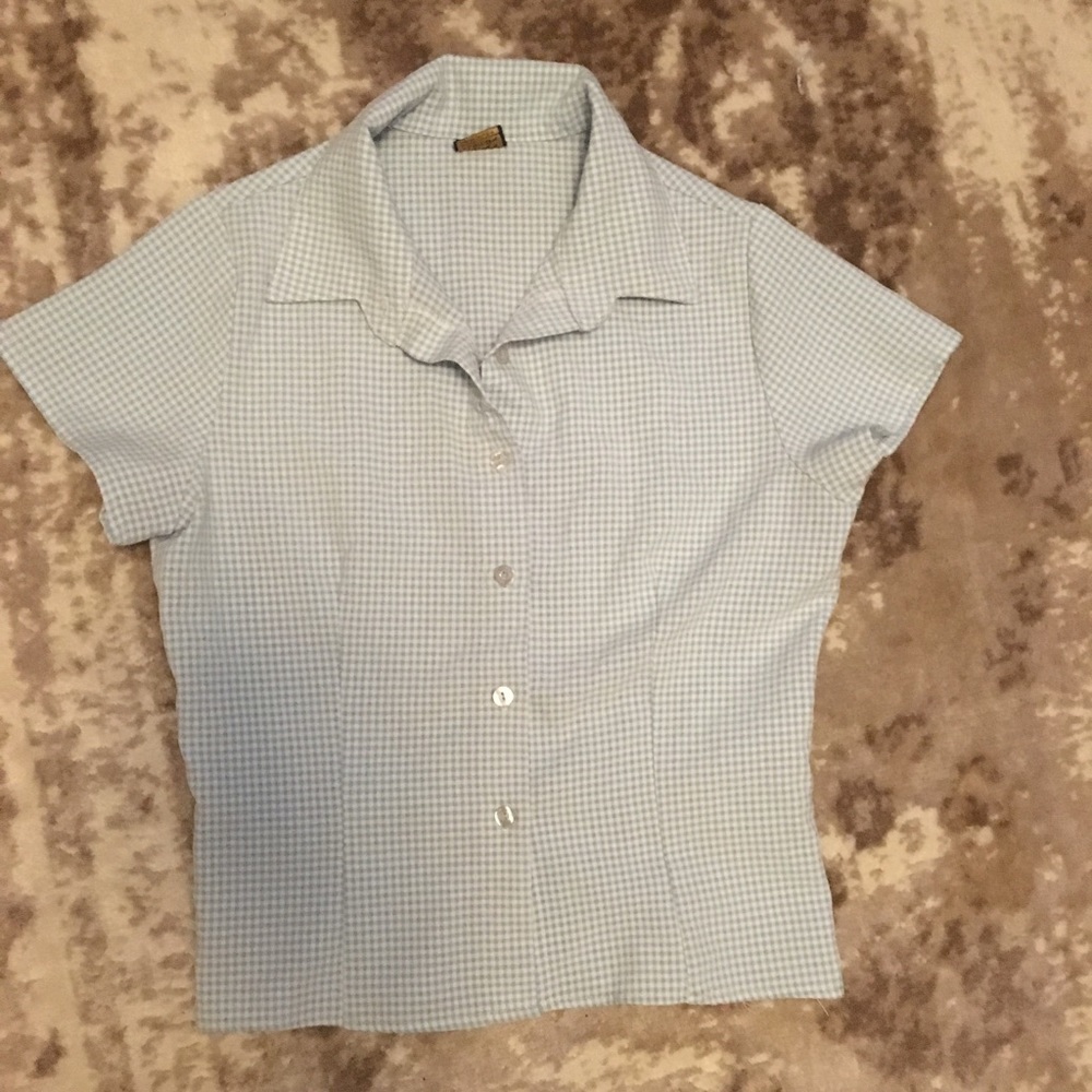 Vintage Button Down Shirt blue and white Checked